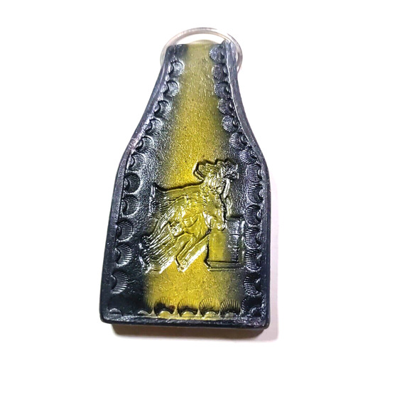 Monogram D Cowboy Rodeo Leather Keychain Barrel Riding - Picture 4 of 4